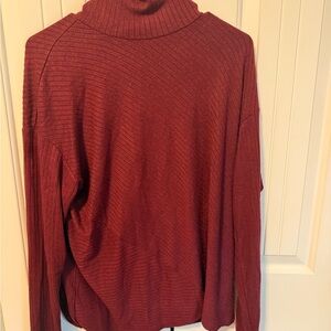 Vera Wang Red Ribbed Turtleneck Sweater